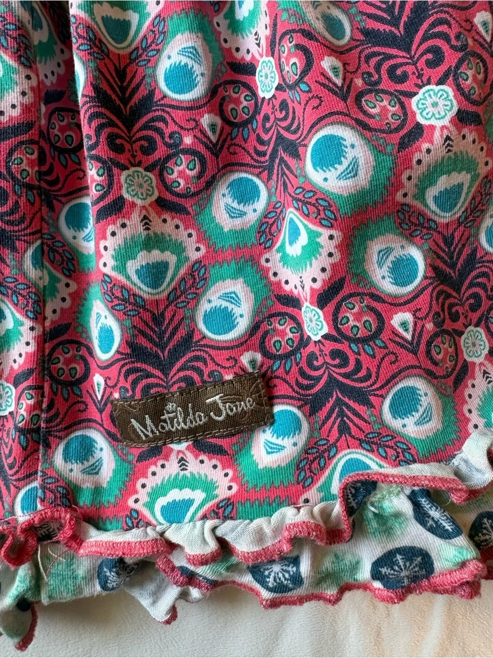Matilda Jane Teal Floral Stars Friends Forever Clover Dress Girls Size 2 GUC